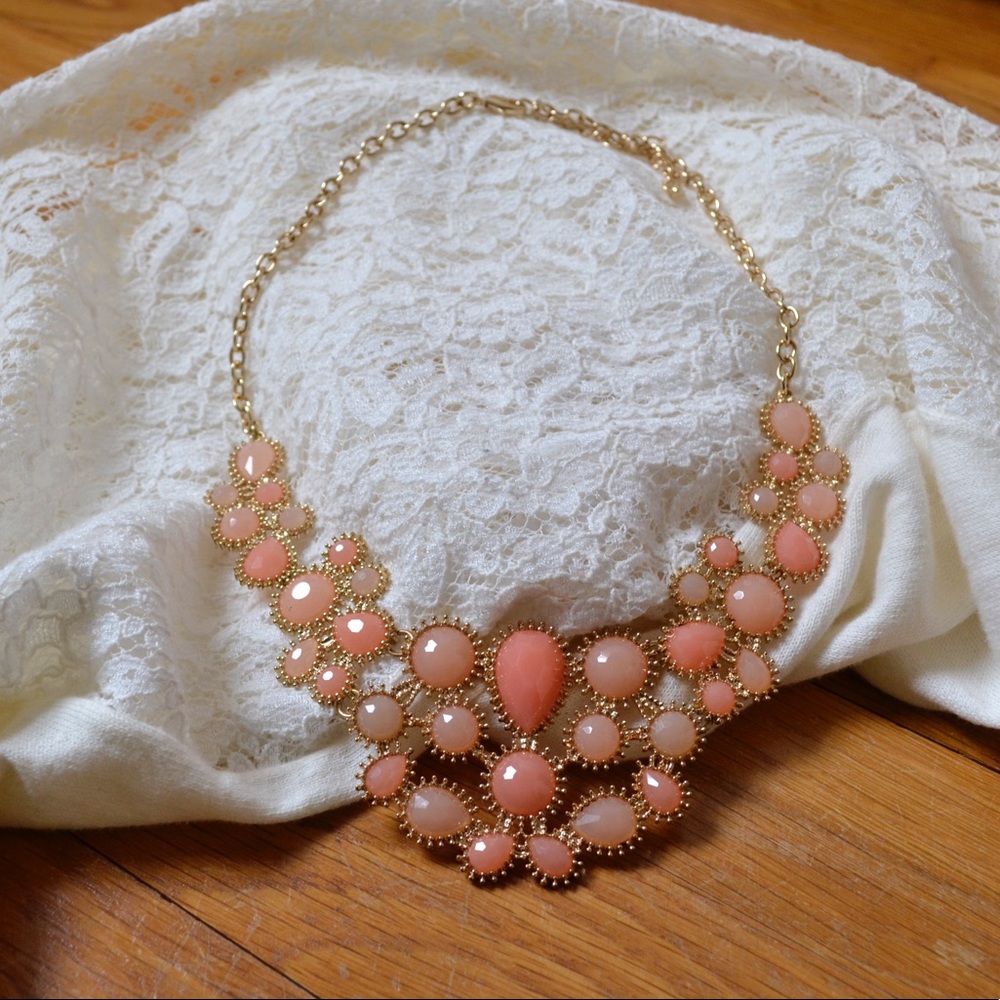 Francesca’s gold and peach statement necklace